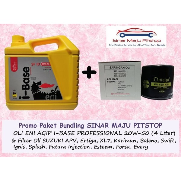 Paket Bundling Oli Mobil Agip Power HD SAE 20W-50 & Filter Oli Suzuki APV, Ertiga, Karimun, Baleno,