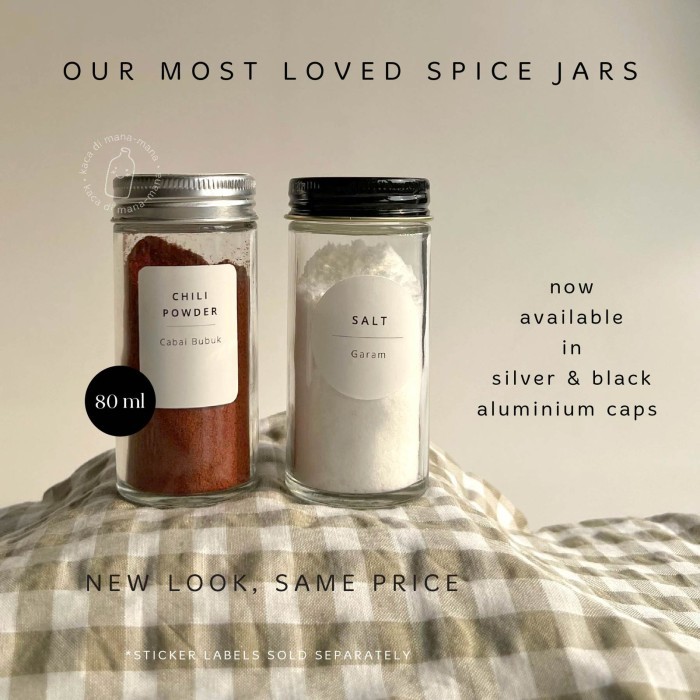 TERBARU Toples bumbu kaca bulat 80ml - tempat bumbu 80ml