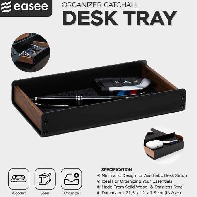 

Grosir Wooden Desk Tray Organizer Box - Catchall Wood With Metal Felt Premium