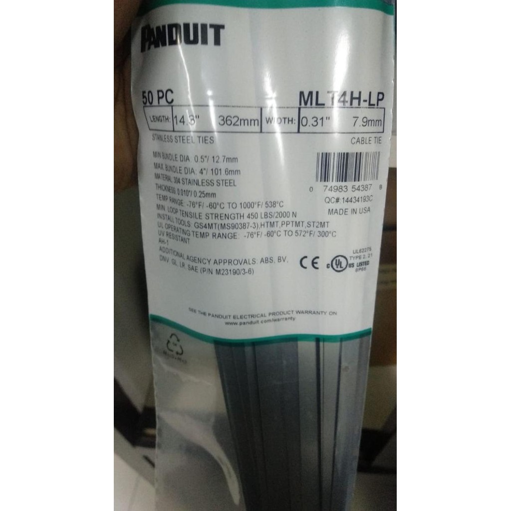 

Murah Stainless Ties Mlt4H-Lp Panduit / Cable Ties Panduit Stainles 362Mm