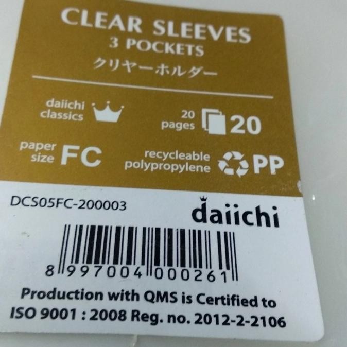 

Grosir Clear Sleeves 3 Pocket Folio Daiichi / Map L 3 Lapis.. Per Lusin