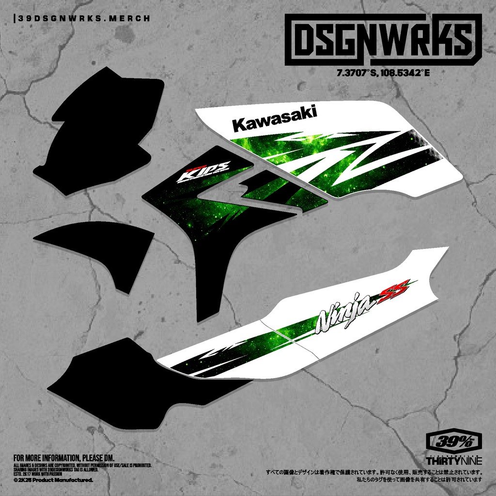 STIKER STRIPING MOTOR Kawasaki Ninja 150R Ninja SS ninja KISS Victor M Galaxy Version Hijau