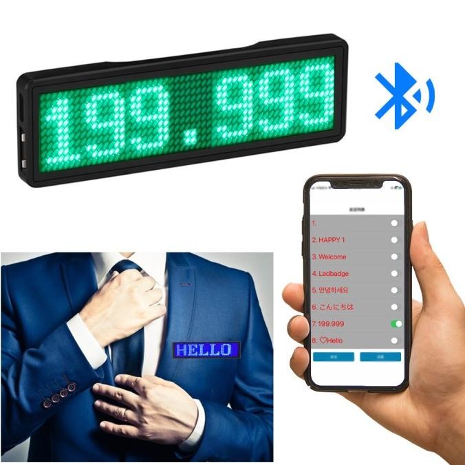 

Grosir Custom Bluetooth Led Name Badge Running Text Papan Nama Iklan Name Tag