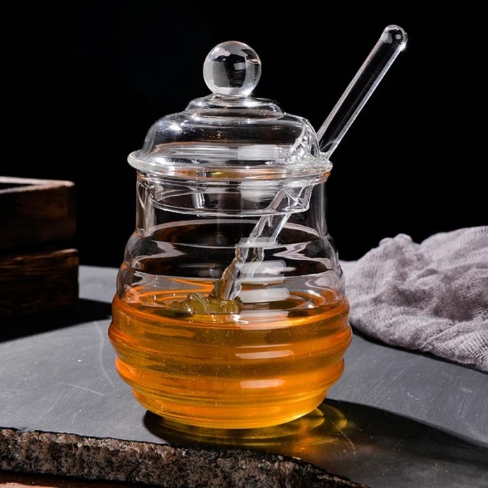 FREE ONGKIR Gelas Tempat Madu Unik Kaca Selai Glass Honey Jar 250ml