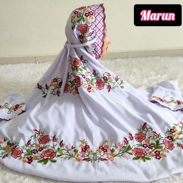 Terbaru Mukena Terusan /Lajuran /Langsungan/Lajur Bordir Dewasa Komputer Mukenah Polino Silk Bahan A