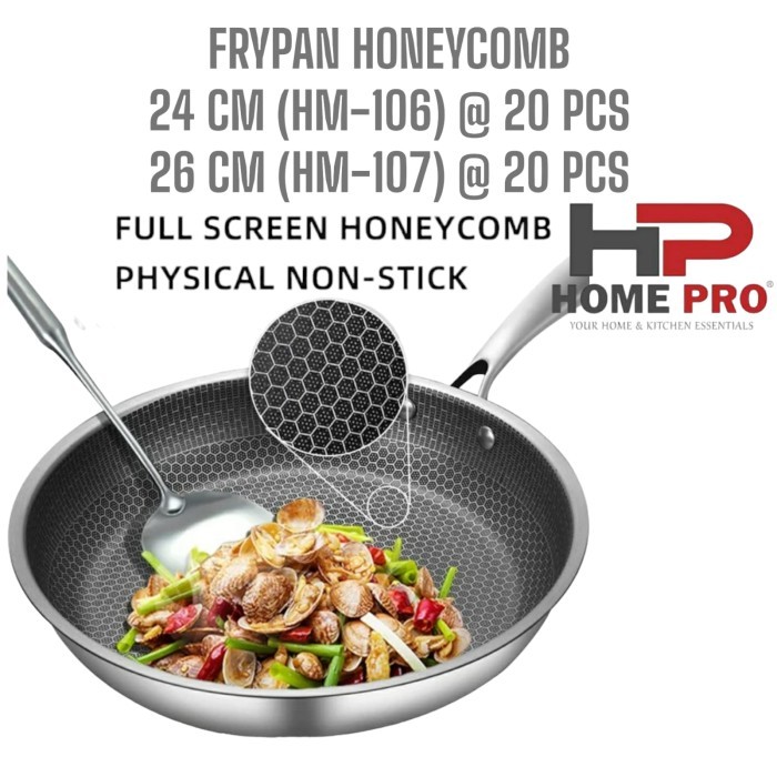 Fry Pan Stainless HONEY COMB 26cm HOMEPRO/ Fry Pan Anti Lengket Karat
