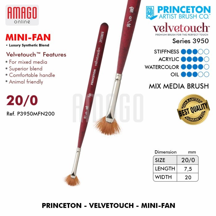 

BRUSH PRINCETON - VELVETOUCH - SYNTHETIC - MINI FAN - 20/0 - KUAS MINI