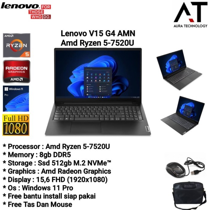 Lenovo V15 Amd Ryzen 5-7520U 8Gb Ssd 512Gb 15,6" Windows 11 Pre