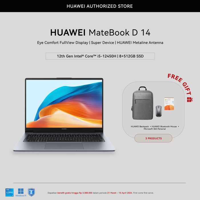 Huawei Matebook D14 Core I5 Sleek Full Metal Body Win11 Laptop