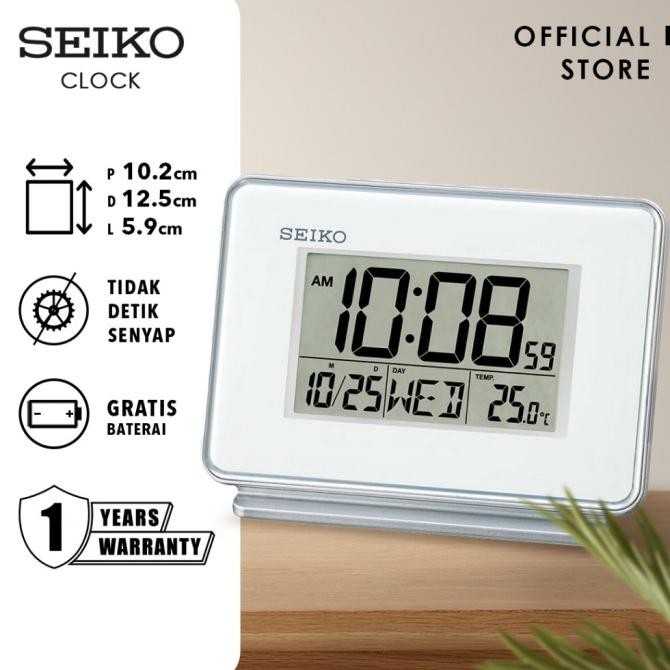 

Jam Weker Beker Seiko Digital QHL068W White Plastic 5.9Cm Case LC