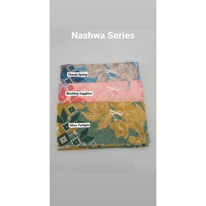 Terjangkau Nashwa Series / Cloudy Sapphire Scarf Hijab Voal Ultrafine Lasercut