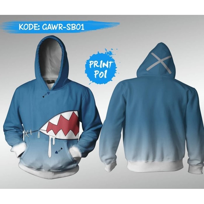 Sweater Gawr Gura Shark Vtuber Cosplay - Hoodie Jaket Fullprint Anime