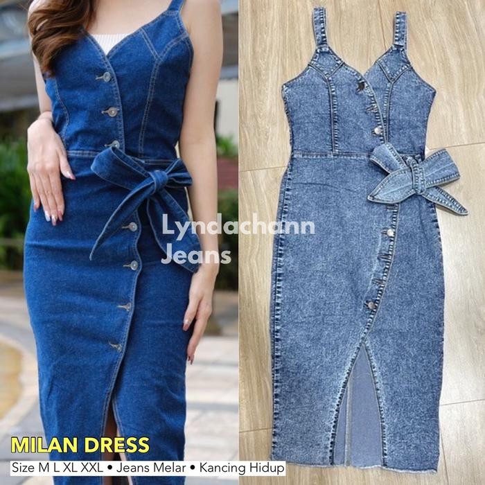 Terbaru Lyndachann - Dress Jeans Milan Overall Premium Wanita Overall Jeans Terlaris