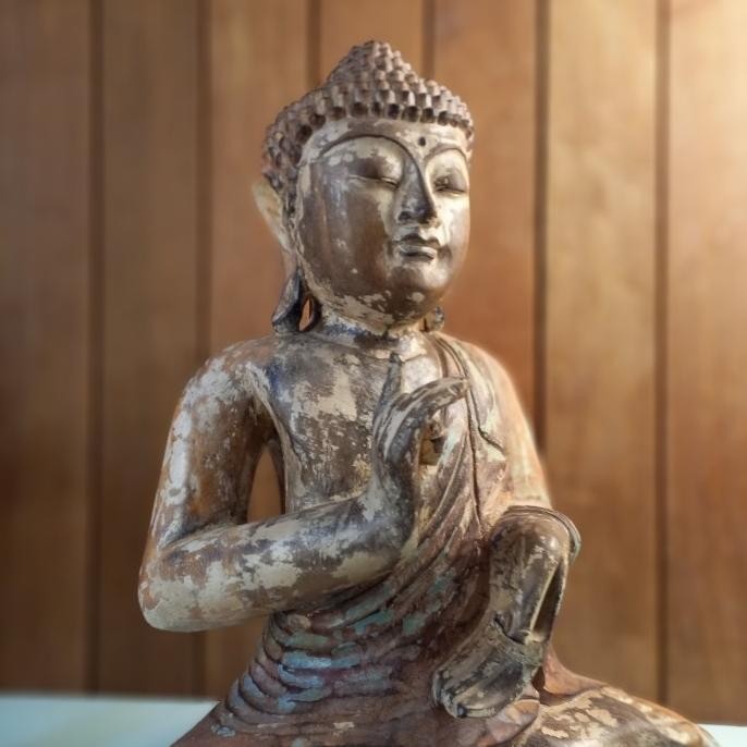 Patung Pajangan Fengshui Buddha Antik Gold Simbol Kemakmuran