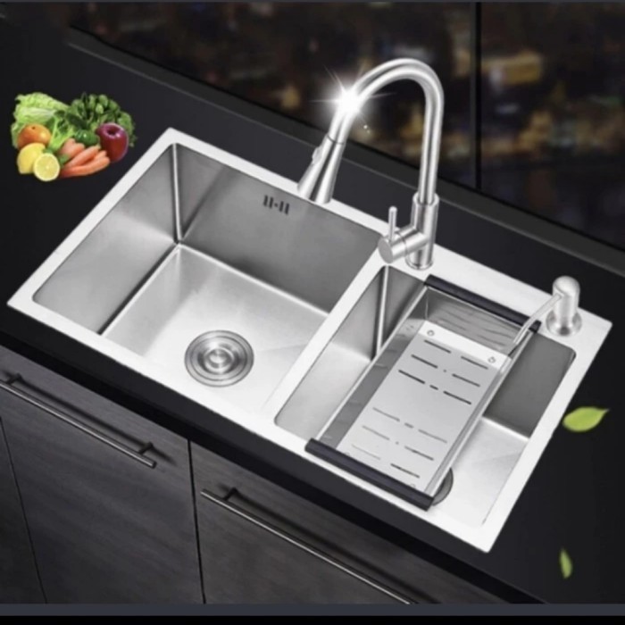 BAK CUCI PIRING STAINLESS / KITCHEN ZINK 2 LOBANG 82 4522