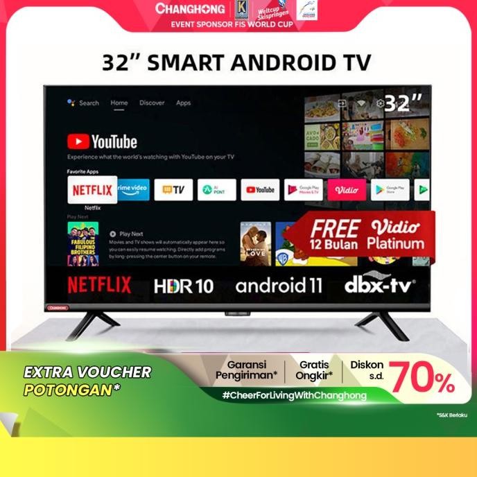 Changhong 32 Inch Newest Android 11 Smart TV Digital LED TV L32G7N