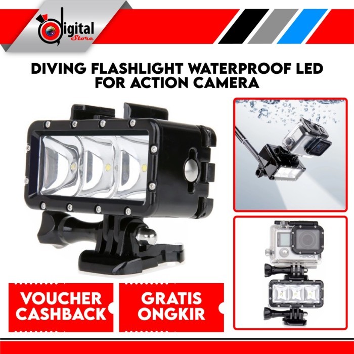 TERBARU Diving FlashLight Waterproof LED Flash Video Light For Gopro Brica DLL BISA GRAB