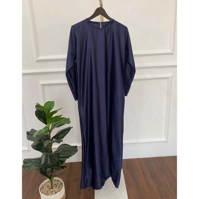 Inner Gamis Lengan Panjang Bahan Satin Untuk Kebaya Brukat Dalaman Dress Panjang Silk CDS