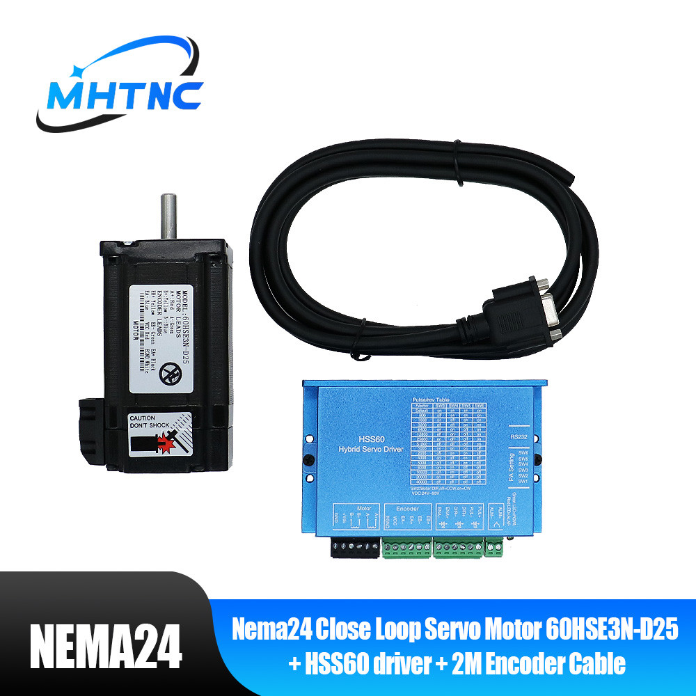 HRN Nema24 3N.m 5.0A 2H Close Loop Servo Motor 60HSE3N-D25+HSS60 Driver+2M Encoder Cable Hybrid Serv