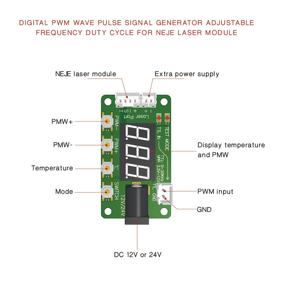 HRN Digital Display PWM Laser Control 4PIN single test board TTL PWM tester for laser head/module