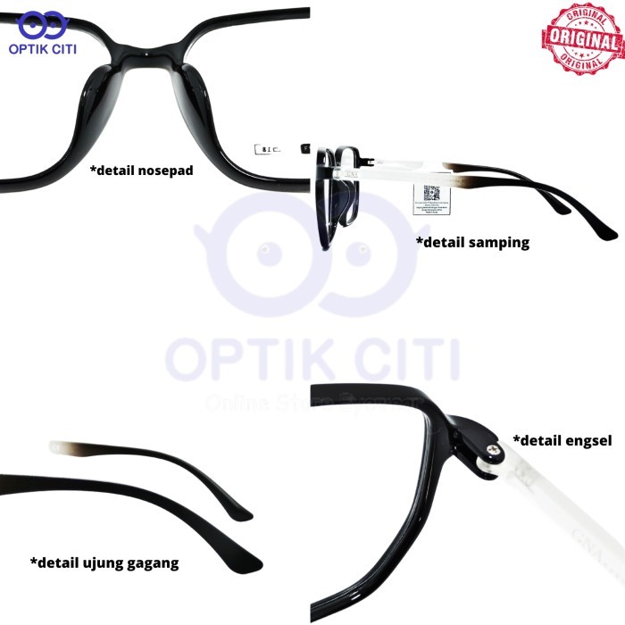 Frame Kacamata Pria Wanita Kotak Gna 1523 Eyewear Original Terlaris Best Quality Asli 100% Original