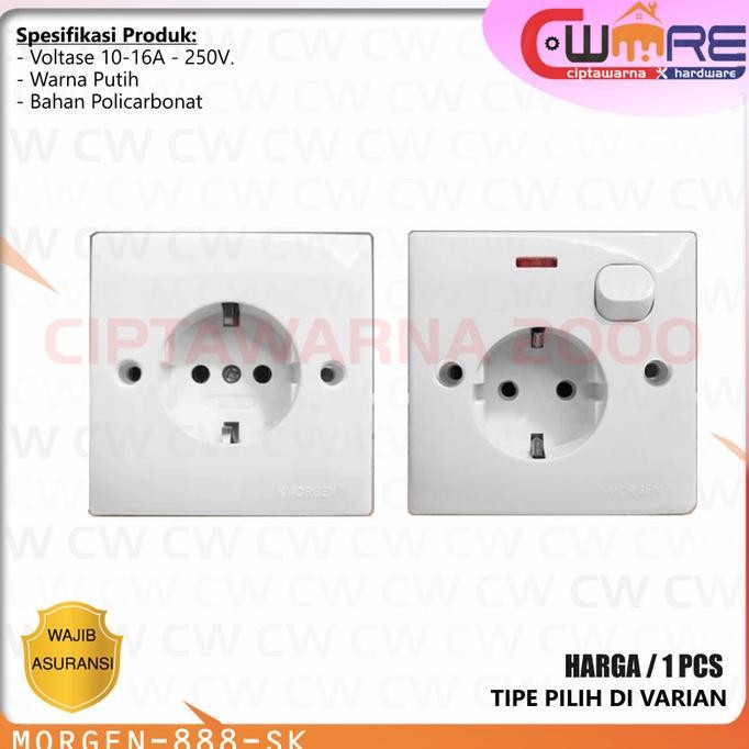 $$$$] Morgen Stop Kontak Saklar MG-8886 colokan listrik tanam dinding