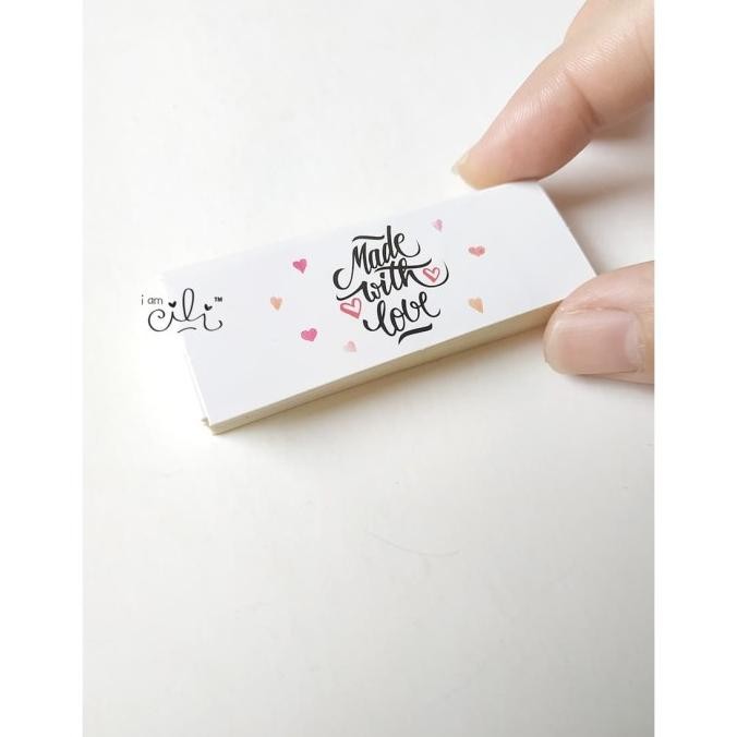 

best produk] (SN22)Stiker made with love 7x2.5 cm untuk seal box paperbag