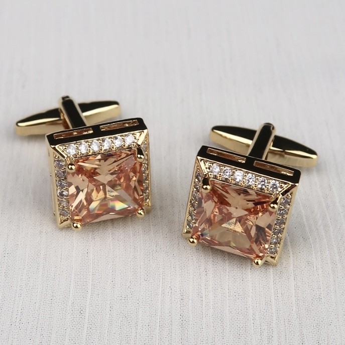 Cufflink Swarovski Warna Kristal Persegi Kotak Unik Pria Thobe Kabak