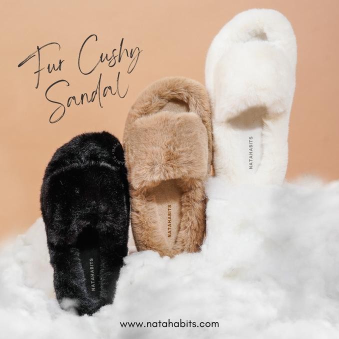 Sale Fur Cushy Sandal - Sandal Bulu Premium - Home Slipper - Sandal Rumah -