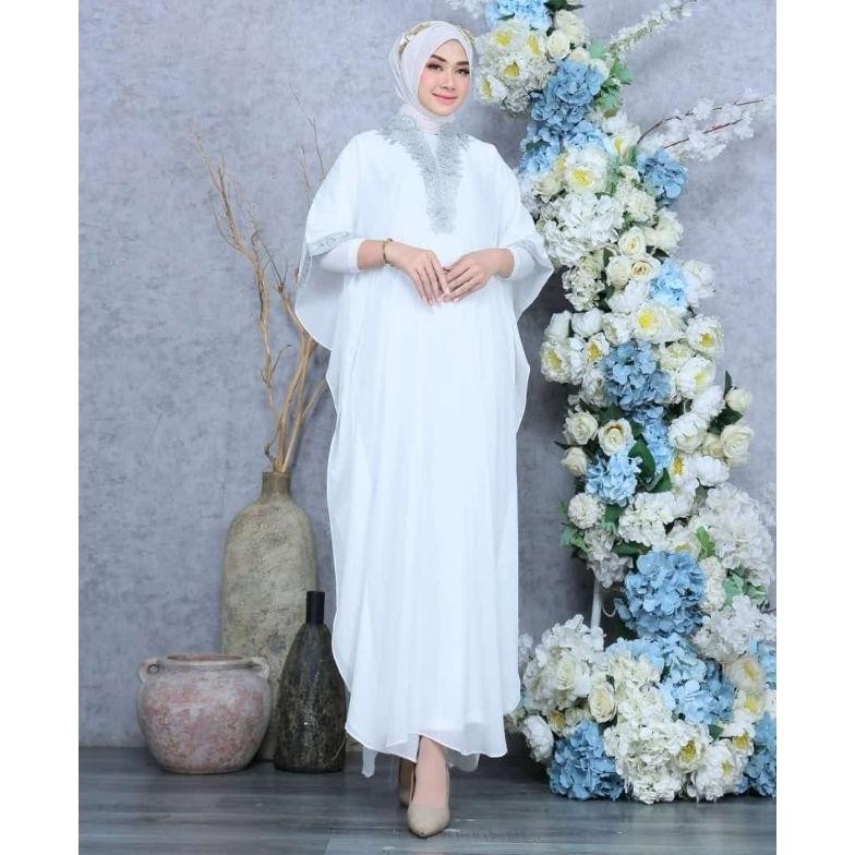 MUSLIM - Kaftan Ceruty Bordir Vee + Inner Gamis - Gamis Lebaran Terbaru - Abaya Wanita Kekinian - Ka