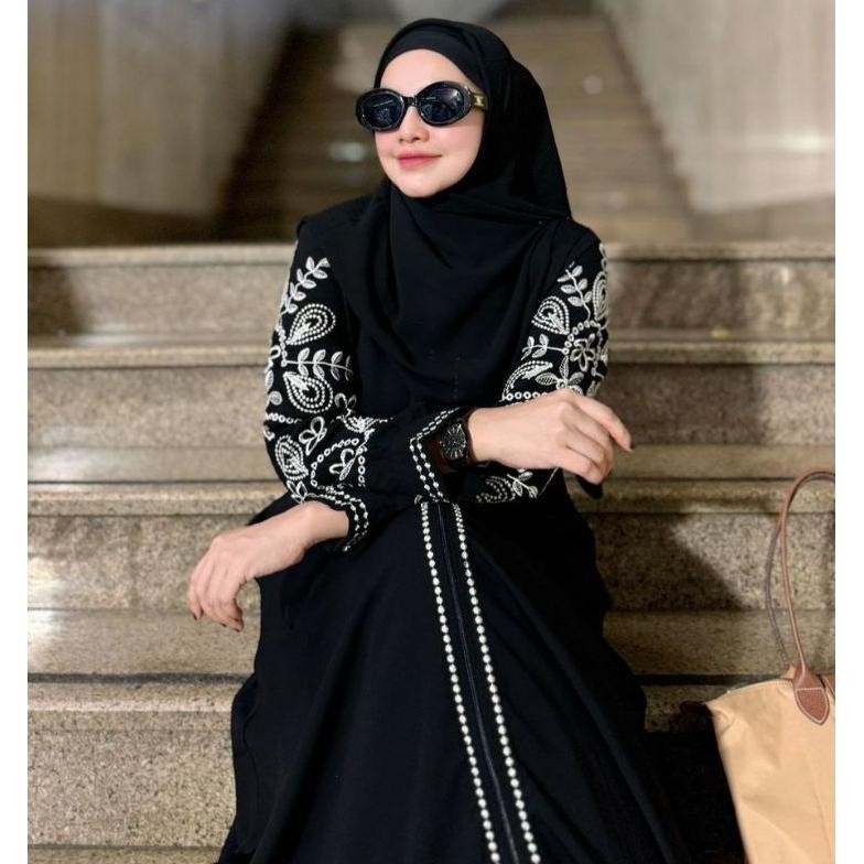 MUSLIM - KHADIJAH ABAYA BY SI.NE.SA /ABAYA ARAB PREMIUM HITAM GAMIS UMROH SIMPEL LONG DRESS JUMBO BI