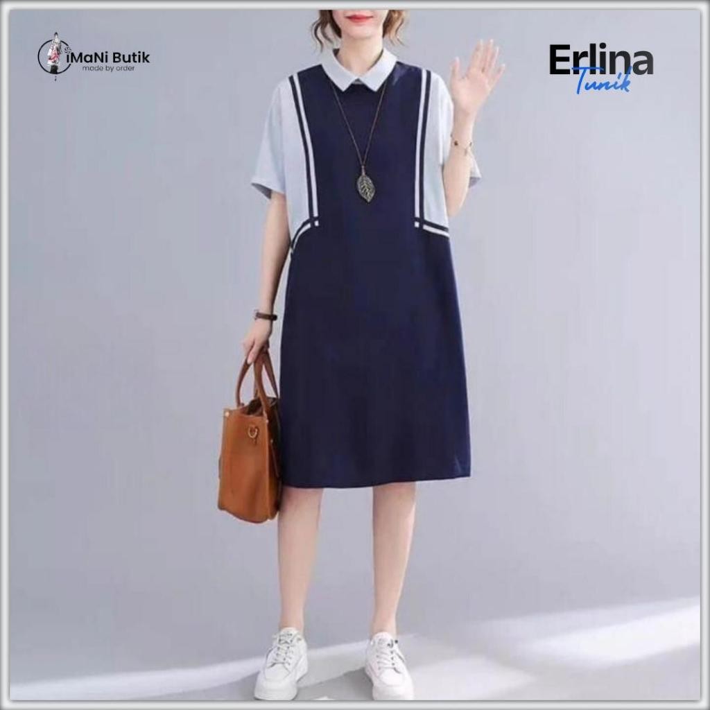 Tunik Erlina | Fashion Muslim Wanita Imani Butik Tunik Model Polos Katun Linen