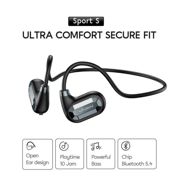 Vivan Sport S Open Ear OWS Tws Olahraga Bluetooth 5.4 Dual Enc Headset PowerFull Bass