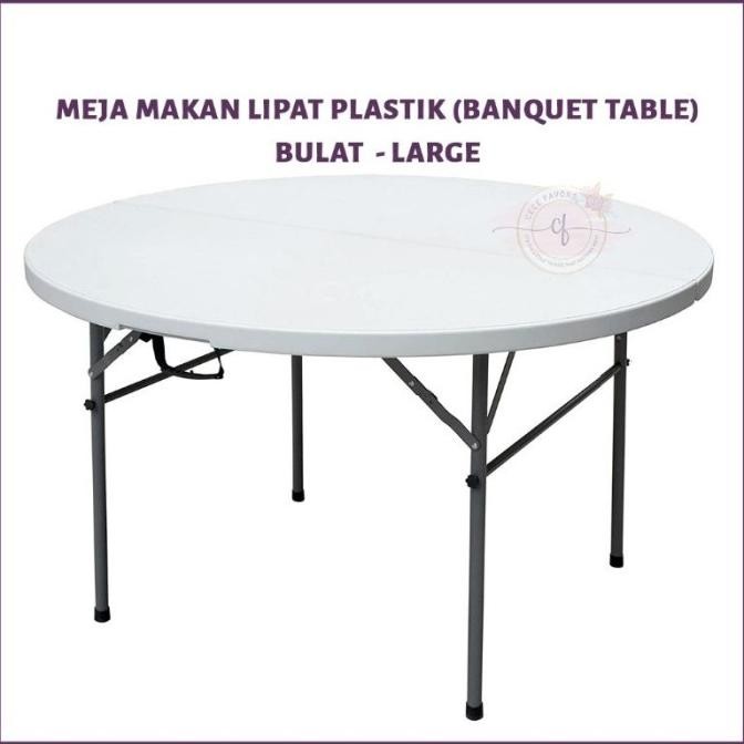 @=@=@=@=] Meja Makan Lipat Plastik Serbaguna Persegi Panjang Bulat 180cm