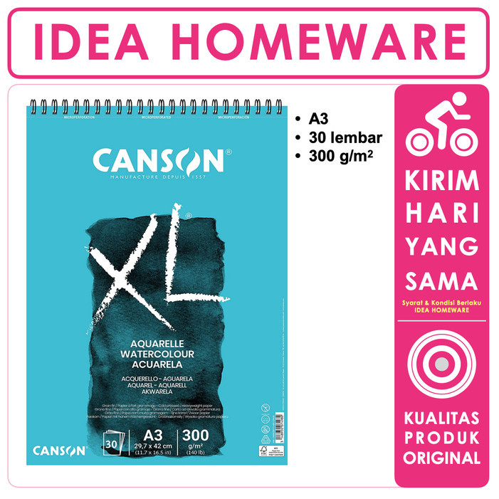 

Canson XL Aquarelle A3 - Kertas Cat Air Cold Pressed 400039171