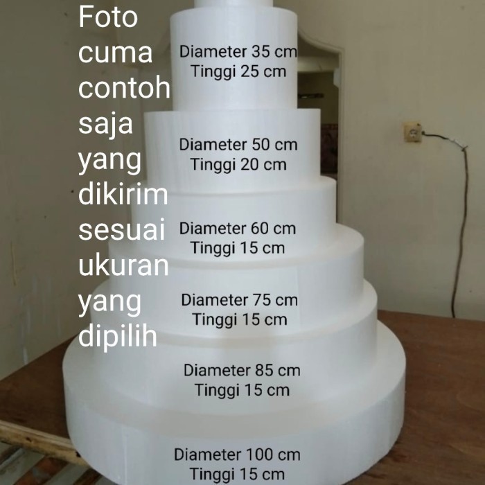 

Ukuran 95, 100cm Tinggi 21 s/d 30cm Dummy Cake Styrofoam