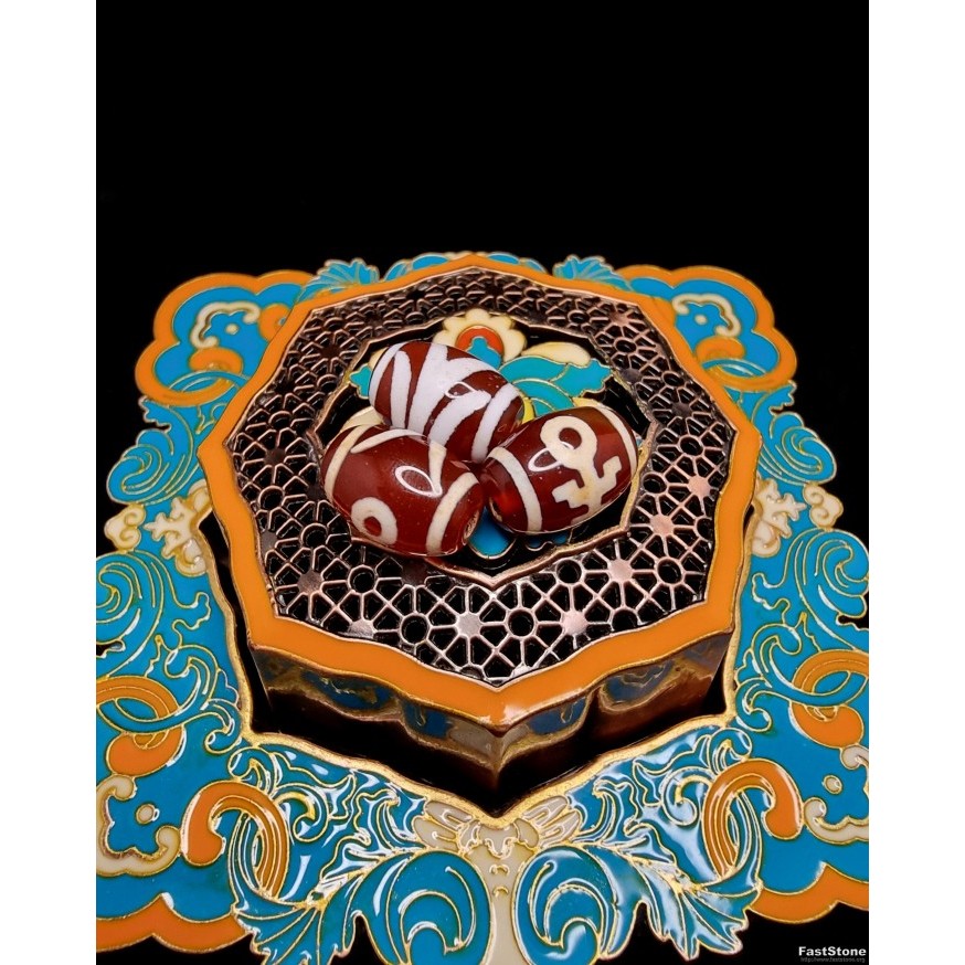 Batu Akik Dzi Red Kuijin Benefactor Blessed Tibet Benefit Stone 13x10mm E2581D