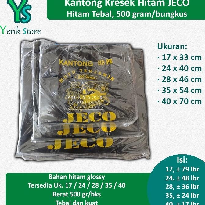 

!!!!!!] Kantong Plastik Hitam Jeco, Ukuran 17/24/28/35/40, berat 500 gr/bks