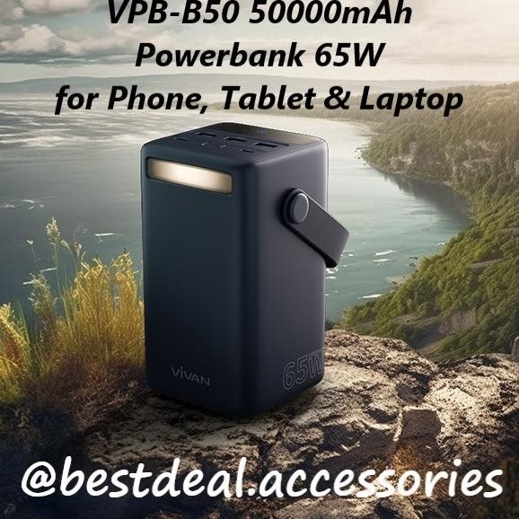 Vivan VPB-B50 50000mAh PD 65W Big Powerbank Laptop Macbook Flashlight