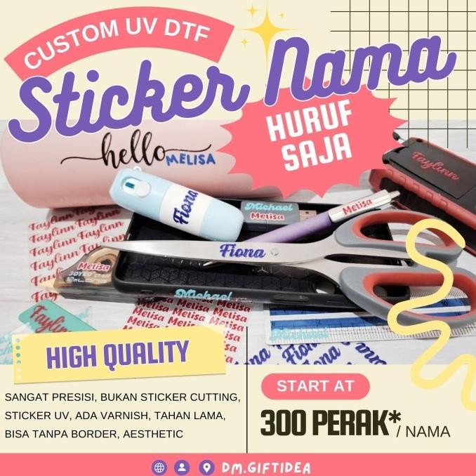

.........] Sticker UV Nama Nametag Tattoo Print Cetak Nama UV Tulisan Biasa Umum Anak Dewasa Label Nama Tanda Tahan Air Indoor Outdoor Awet Mengkilap