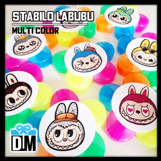 

~~~~~] Stabilo Highlighter Labubu Labu lapupu lapu labobo bobo alat tulis stabilo bentuk gigi tooth warna warni 5 warna