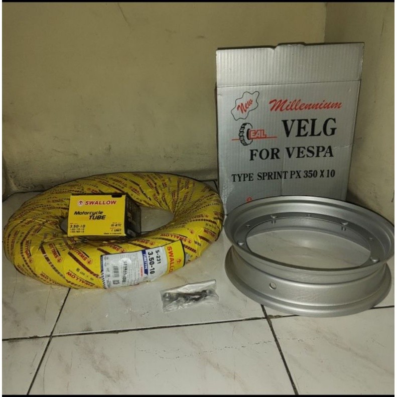 paket Set Lengkap Ban Luar Dalam Velg Ring 10 R10 Irc Swallow Vespa