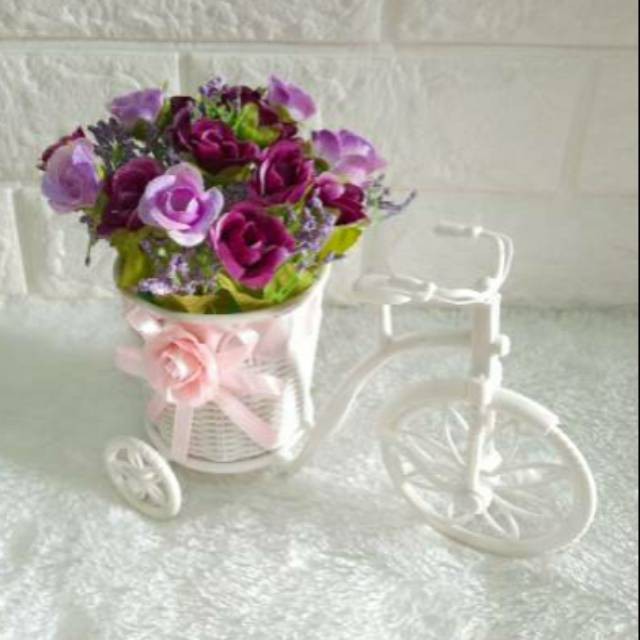 Discount Bunga Import+Vas Sepeda(Lokal Sedang)Bunga Vas Sepeda Bunga Sepeda Miniatur Sepeda Bunga