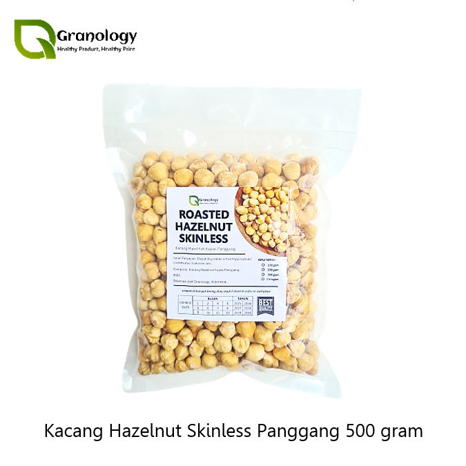 

Roasted Hazelnut Skinless / Kacang Hazelnut Kupas Kulit Ari Oven (500 gram) by Granology