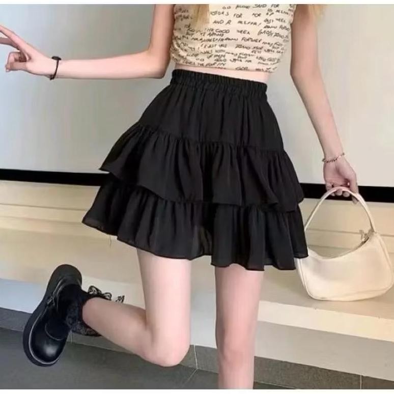 Rok Polly Mini Skirt Susun Pendek / Rok Wanita Pendek