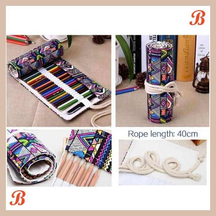 

| YZA | TAS TEMPAT PENSIL GULUNG CANVAS 48 SLOT 20 X 56CM