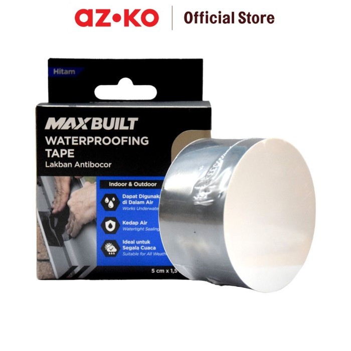 

AZKO Maxbuilt 5 cmx1.5 mtr Isolasi Tahan Air Pe - Hitam Isolasi Lakban Perekat Waterproof Tambalan