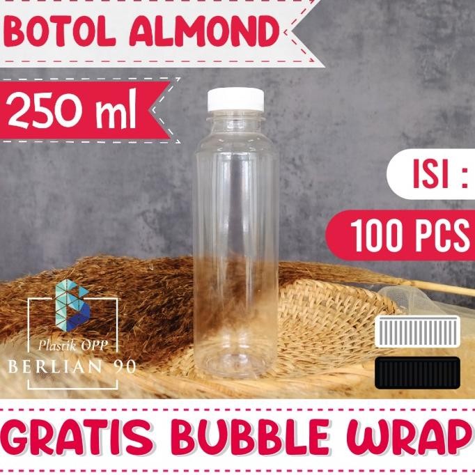 

Botol Almond 250 ml Free Bubble Wrap isi 100 pcs / Botol Plastik Kopi Berkualitas