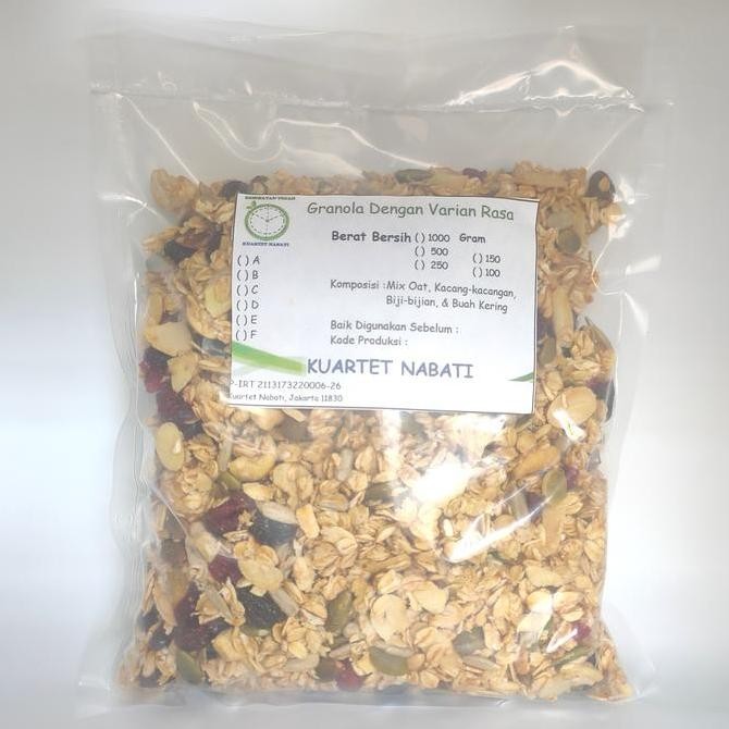 

1000gr Granola Crispy - Crunchy Mix Roasted Oat, Slice Almond, Mede, Sunflower Seeds, Pumpkin Seeds - Rasa No Sugar Berkualitas