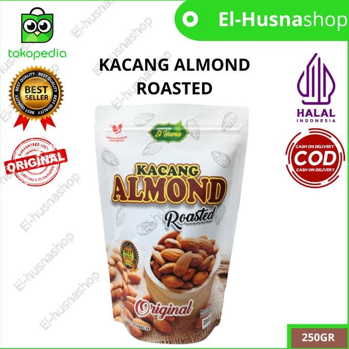 

Kacang Almond Roasted Panggang 250gram Original Almond Kupas Asli Berkualitas
